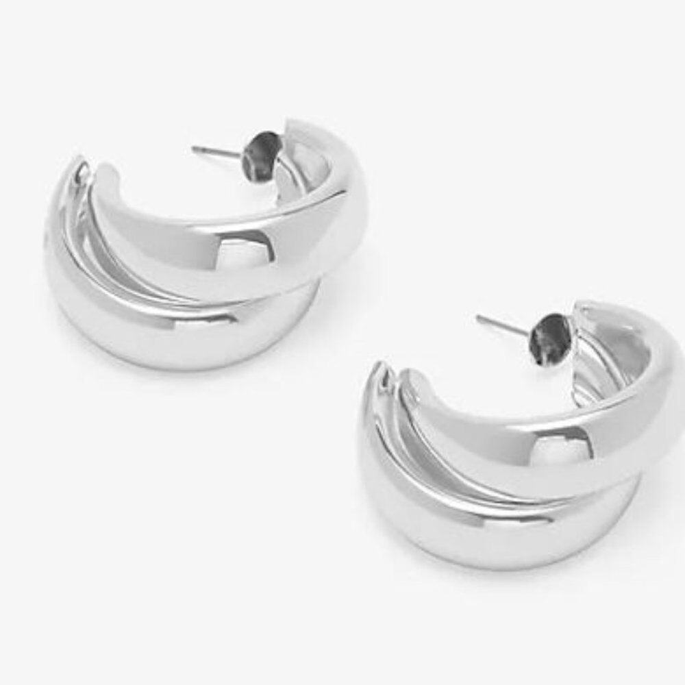 NWT, Express • Stunning Silver Hoop Earrings 